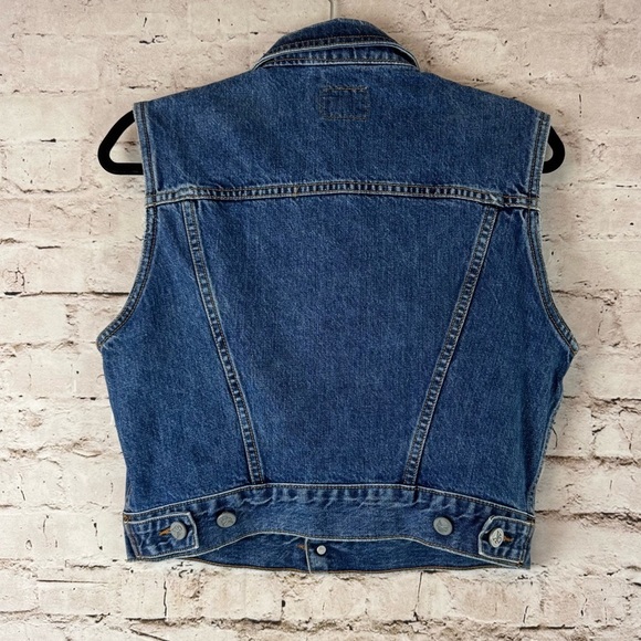 Vintage Calvin Klein Jeans Women's Medium Denim Jean Vest USA Cropped M Med - Picture 7 of 8